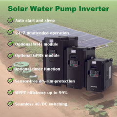 2.2KW Single Phase Three Phase DC450V 100PV Mini Solar Pump Inverter | AC/DC Auto Switch | GPRS Remote Monitoring | 99% MPPT Efficiency