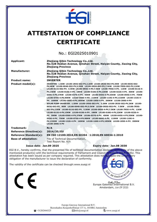 CE certificate — LX100 series